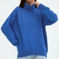 thumbnail image 3 of Suéter de cuello alto de color sólido Suéter holgado de otoño e invierno europeo y americano Suéter clásico versátil para mujer, 3 of 6