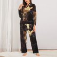 thumbnail image 2 of Lsque Romantic Flower Lion Couple Pattern Long Sleeve Pajama Set for Women - Soft 2-Piece Sleepwear and Loungewear Set with Pockets, Comfy Nightwear-Medium, 2 of 7