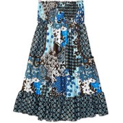 Angle View: No Boundaries - Juniors' Print Smocked Strapless Dress