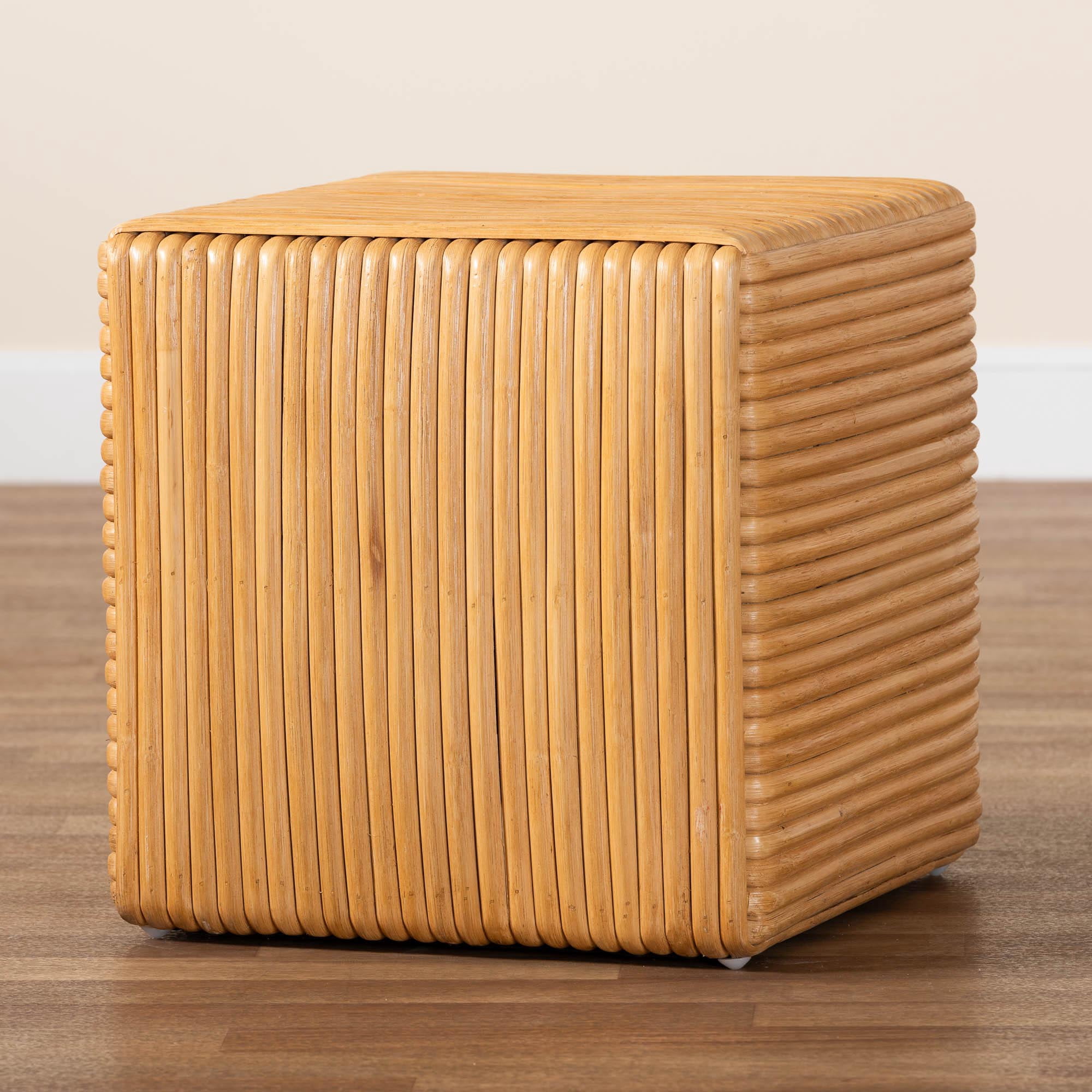 bali & pari Karina Boho Footstool, Light Honey