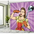 thumbnail image 5 of Ambesonne Wife Shower Curtain, Retro Housewife Cooking Dinner, 69"Wx84"L, Multicolor, 5 of 5