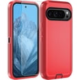 thumbnail image 3 of KOMI for Google Pixel 8A Case, with HD Tempered Glass Screen Protector, Heavy Duty Shockproof Drop Protective Rugged Tough Durable Phone Cover with Belt Clip-Red/Black, 3 of 5