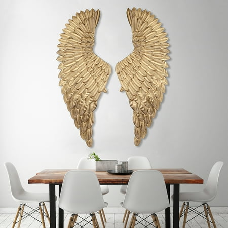 40 Large Shabby Metal Angel Wings Jesus Gold Chic Wall Hanging