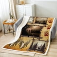thumbnail image 2 of Retro Cabin Fleece Blanket Rustic Deer Throw Blanket Hunting Wildlife Wild Animal Blanket Lodge Cottage Exotic Bull Skull Blanket Bear Paw Print Western Farmhouse Decor 60"x80",Vintage Brown, 2 of 6