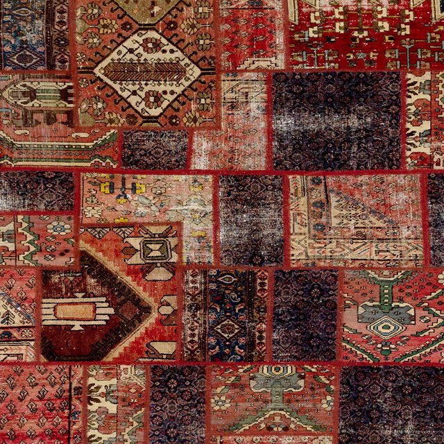 Ahgly Company Tapis d'Intérieur Carré Abstrait Or Brun Patchwork, 5 Pieds Carré