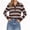 Brown, variant on Women's Striped Long Sleeve Polo Knit Sweater Casual Lapel Henley Pullover Top