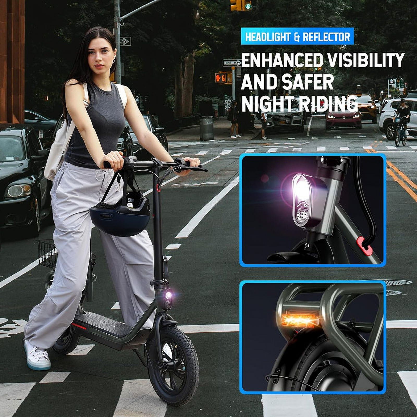 SISIGAD Electric Scooter for Adults with Seat, 30 Miles Long Range & 16 Mph Power by 500W Motor, 12" Pneumatic Tire & Height Adjustable Seat