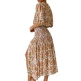 thumbnail image 2 of sweethay Vestido dividido de media manga con estampado Floral bohemio, vestido largo cómodo para playa, vacaciones, baile, Club, viaje, ropa de Vestidos XL, 2 of 6