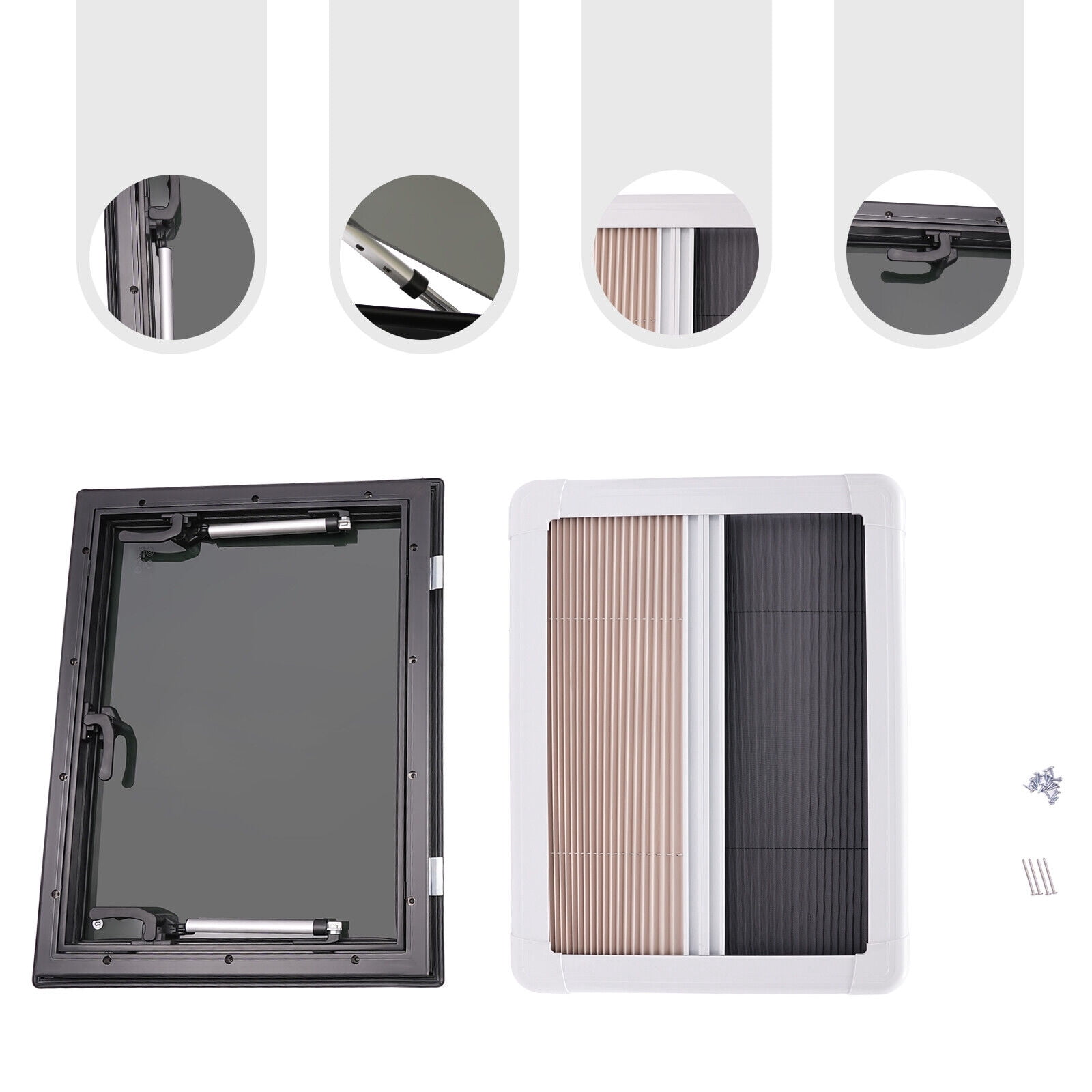 TFCFL RV Caravan Camper Van Push Out Window with Screen Trailers Venting Window Rectangular 65° Opening 60*45cm