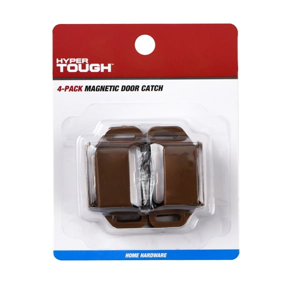 Hyper Tough Magnetic Door Catch, Brown, 4 counts per pack, mounting hardware included