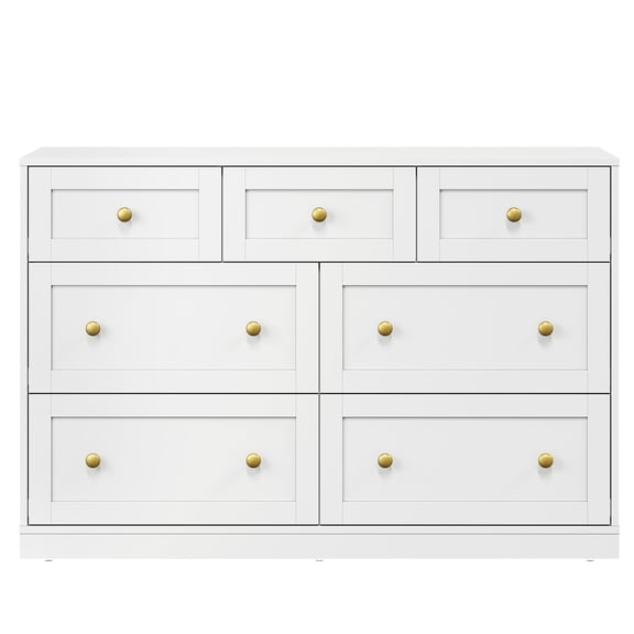 Sunvivi Dresser for Bedroom with 7 Drawers, Wood Drawer Organizer for Bedroom, Living Room, Hallway