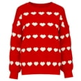 thumbnail image 5 of Womens Valentines Sweaters Sweet Two Tone Heart Jacquard Crewneck Knit Sweater Long Sleeve Pullover Cute Feminine Top Red L, 5 of 5