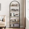 thumbnail image 3 of FOLDLIFE 5-Tier Arched Bookcase with Metal Frame,X-Shape Arched Bookshelf, Modern Freestanding Display Shelving Storage Rack,Tall Industrial Open Standing Bookshelf,Grey, 3 of 6
