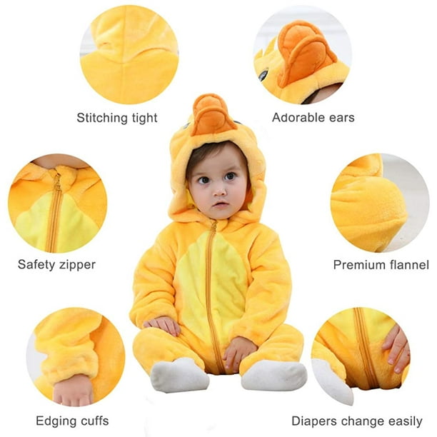 MICHLEY Baby Hooded Romper Winter Flannel Animal Cosplay Clothes