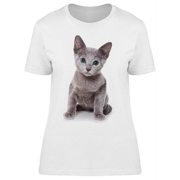 Russian Kitty Watching Camera T-Shirt Women -Image by Shutterstock, Female x-Large