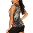 thumbnail image 3 of Hirioo Vintage Floral White Horse for Women's Workout Tank Top Sleeveless Workout Tops Athletic Gym Shirts-Small, 3 of 7