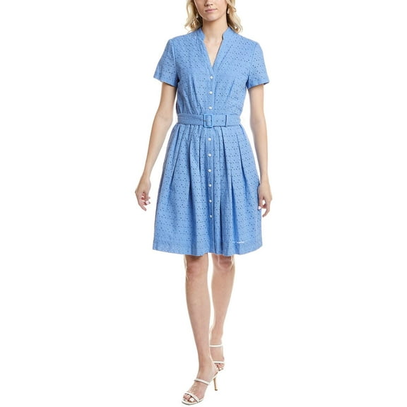Brooks Brothers womens Eyelet Shirtdress, 4, Blue