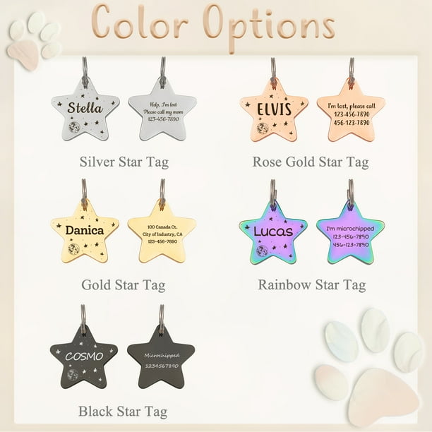Cat Tag Star Cat Tag Cat Tags for Cats Personalized Moon and stars cat tag Cute Cat Tag Unique Cat tag Star Pet Tag Cat Silver L