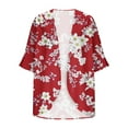 thumbnail image 5 of Sakmal Lightweight Womens Winter Coats Cover-Up Red Elbow-Length Chiffon Cardigan Floral Loose Fit Womens Jacket, 5 of 5