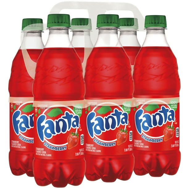 Fanta Strawberry Soda Fruit Flavored Soft Drink, 16.9 fl oz, 6 Pack