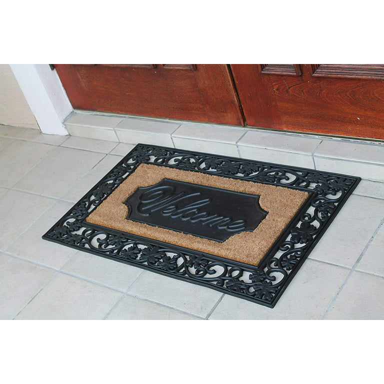 A1HC Natural Coir and Rubber Door Mat, 38x23, Thick Durable Doormats for  Indoor Outdoor Entrance, Heavy Duty, Low Profile Door Mat, Easy to Clean,  Long Lasting, Front Porch Entry Rug, Black Finish 