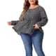 thumbnail image 1 of Blusa peplum de mujer plus size con cuello en V, botones y volantes Agnes Orinda 4X púrpura, 1 of 6