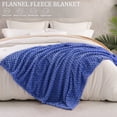 thumbnail image 2 of Exclusivo Mezcla Large Soft Fleece Throw Blanket, 50"x70" Stylish Jacquard Throw Blanket for Couch, Cozy, Warm, Lightweight Cobalt Blue Blanket, 2 of 7