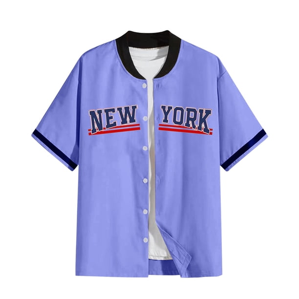 Camisas s Para Hombre Manga Larga Nueva camisa suelta con botones y cuello de béisbol para hombre, camisa informal de talla grande a la moda, chaqueta (Purple, XL)