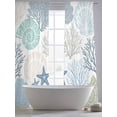 thumbnail image 5 of Coral Sea Snail Starfish Sheer Curtains 96 Inches Long 2 Panels Green Blue Costal Pattern Light Filtering Semi Sheer Window Curtains Drapes for Bedroom Living Room 52"x96", 5 of 7