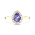 thumbnail image 4 of Rosec Jewels Natural Tanzanite Teardrop Engagement Ring with Halo - Tanzanite Diamond Ring for Women - Authentically Certified, 10K Yellow Gold, US 12.00, 4 of 8