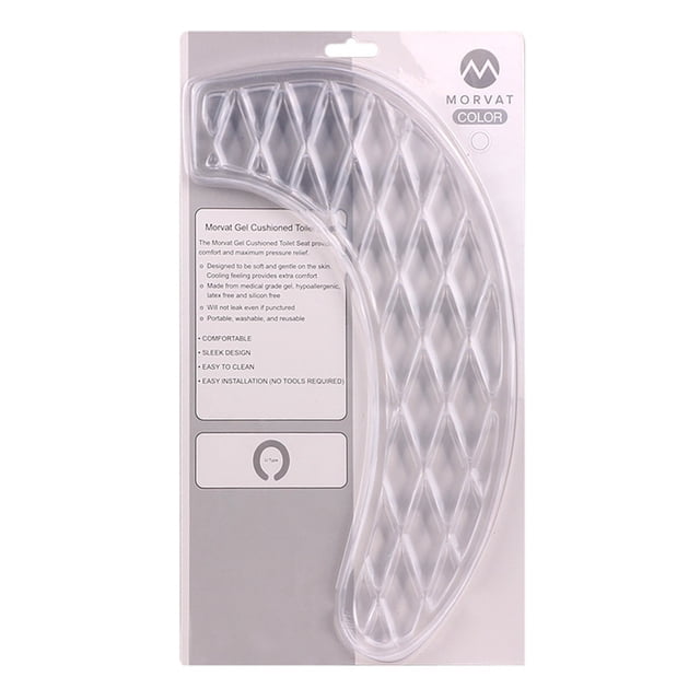 Moyic Cojín de gel para asiento de inodoro de 2 piezas, ajuste universal suave y cómodo, duradero y lavable de primera calidad Juegos de accesorios de baño Transparente +2 piezas