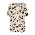 thumbnail image 6 of QUNYINEY Floral Blouses for Women Casual Plus Size Short Sleeve Tunic Tops Crew Neck Pleated Loose Pullover Shirts for Women, 6 of 6
