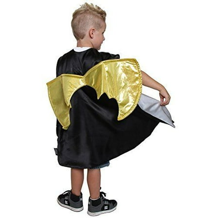 Making Believe Black 3-D Superhero Cape with Yellow Bat Wings