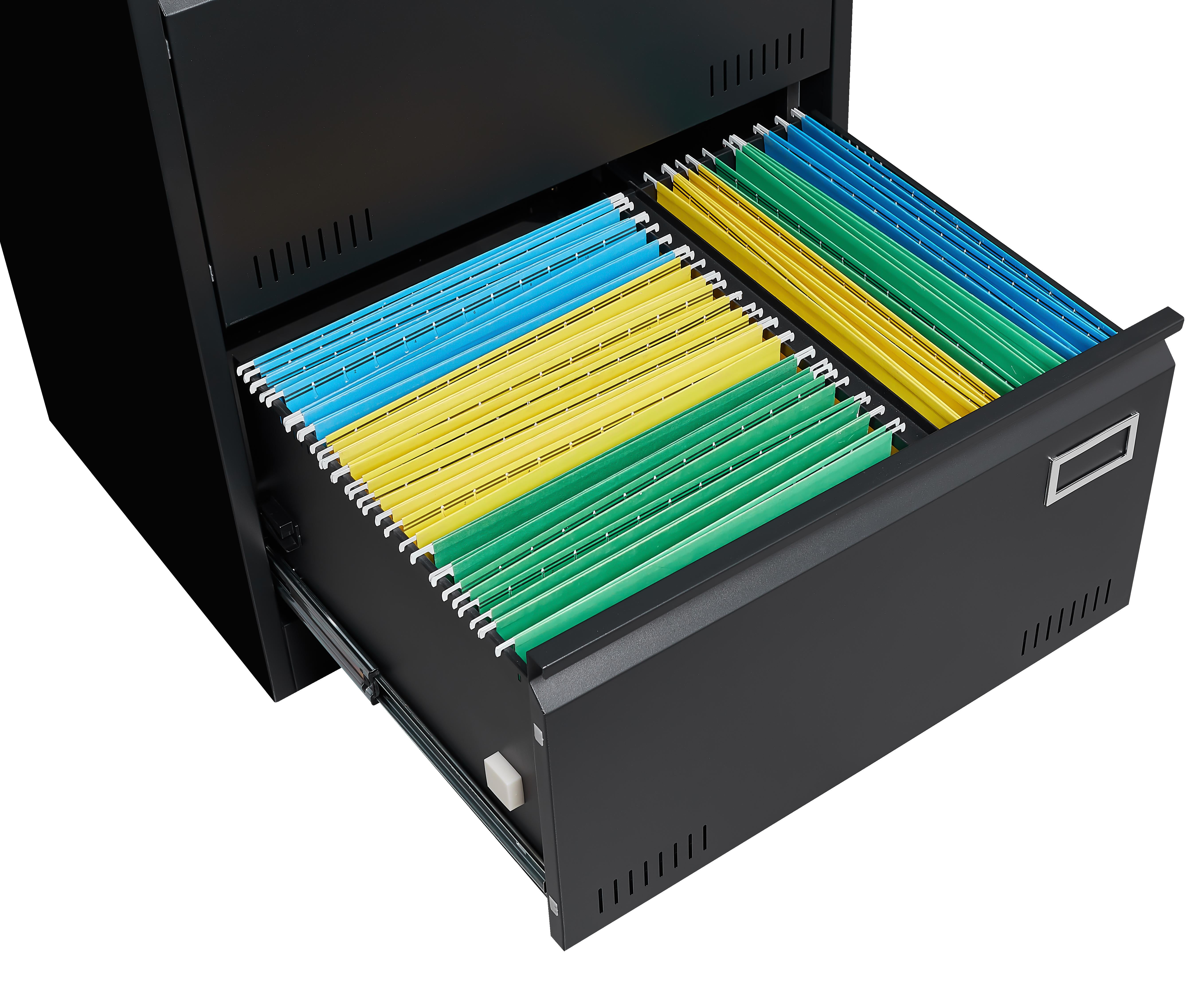 Syngar Metal Lateral File Cabinets with Lock, 3 Widened Drawer Large Filing Cabinet, Lockable Storage Cabinet for Legal/Letter/A4/F4 Size Home Office, Black