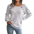 thumbnail image 1 of Tricot pour Femmes Automne Hiver Décontracté Col Carré Manches Longues Léger, 1 of 8