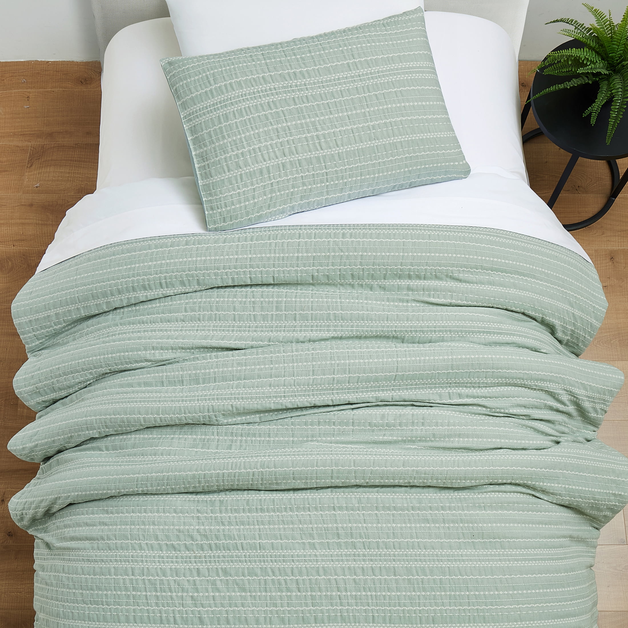 Better Homes & Gardens Crafted Woven 2-Piece Comforter Set, Green River, T/TXL, All Ages