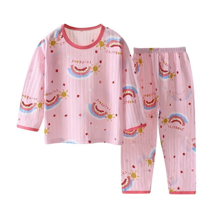 

Dezsed Toddler Girl Boy Clothes Outfits Clearance Baby Girls Boys Long Sleeve Casual Loungewear Thin Air-conditioned Home Clothing Two Piece Set Pink 6-7 Years