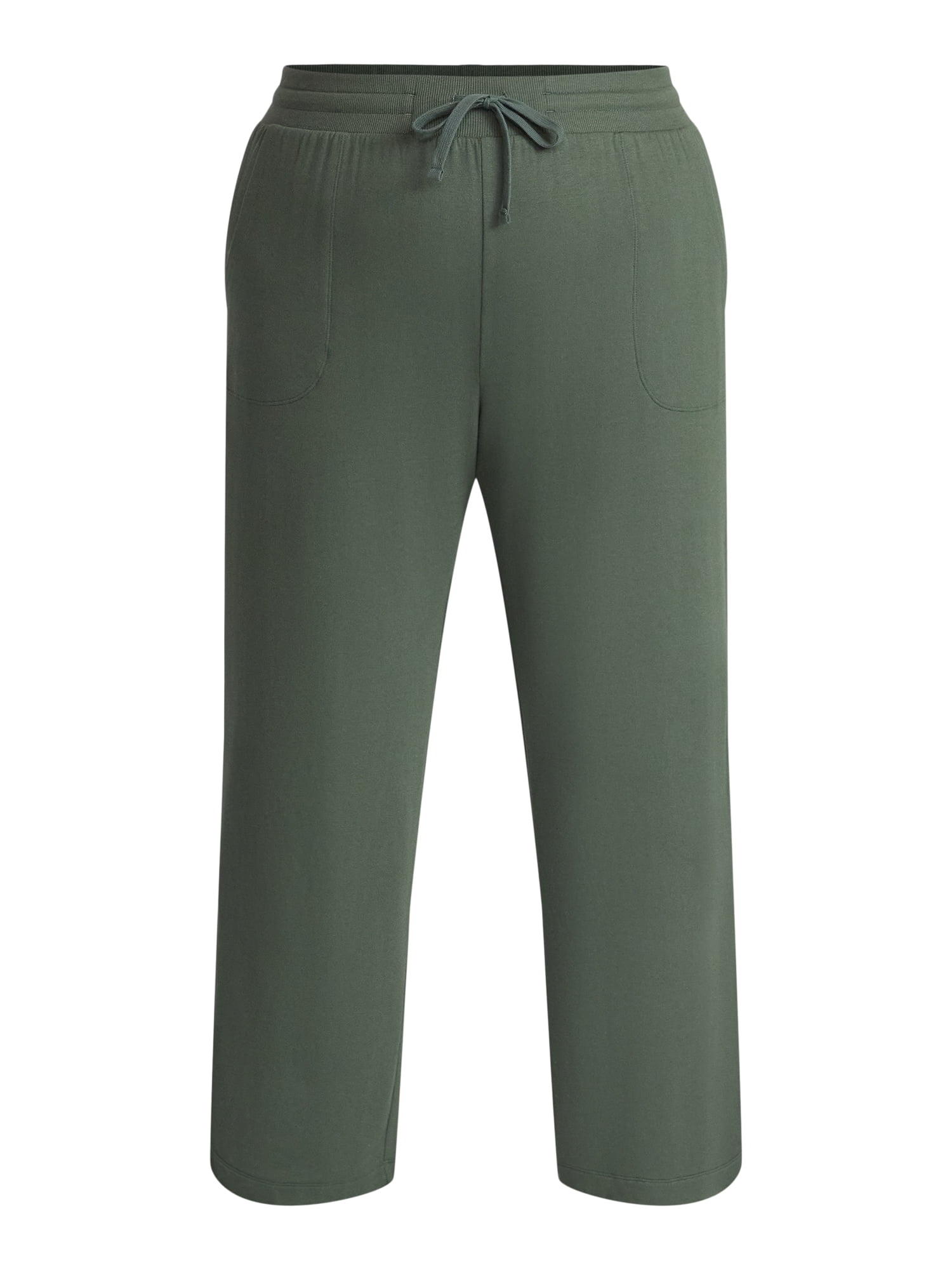 Terra & Sky Women's Plus Size Knit Wide Leg Pants, 28" Inseam, Sizes 0X-5X