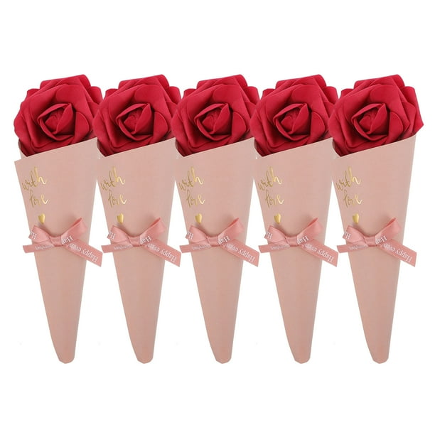 WORGEOUS 5 PCS Bolsa de almacenamiento de caramelo delicado Papel Cono Dulces Bolsas Bolsas decorativas Bolsa de regalo