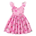 thumbnail image 2 of Toddler Dress for Girls Summer Flamingo Rainbow Print Dresses 5T Flutter Sleeve Backless Swing Sundress (571-5), 2 of 5