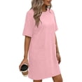 thumbnail image 2 of QQZ Summer Dress for Women Crew Neck Short Sleeve Solid Basic T-Shirts Casual Midi Dresses with Pocket, 2 of 6