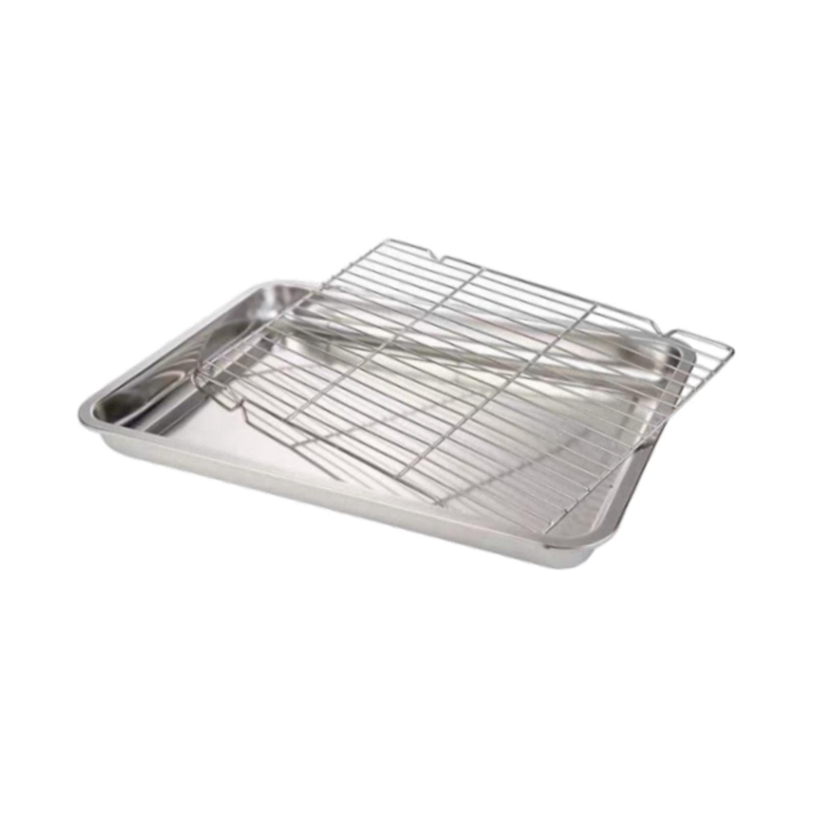 Fiocias Baking Sheet Baking Pan with Rack Food Storage Container Easy to Clean Practical 40 cmx30 cmx4.8 cm