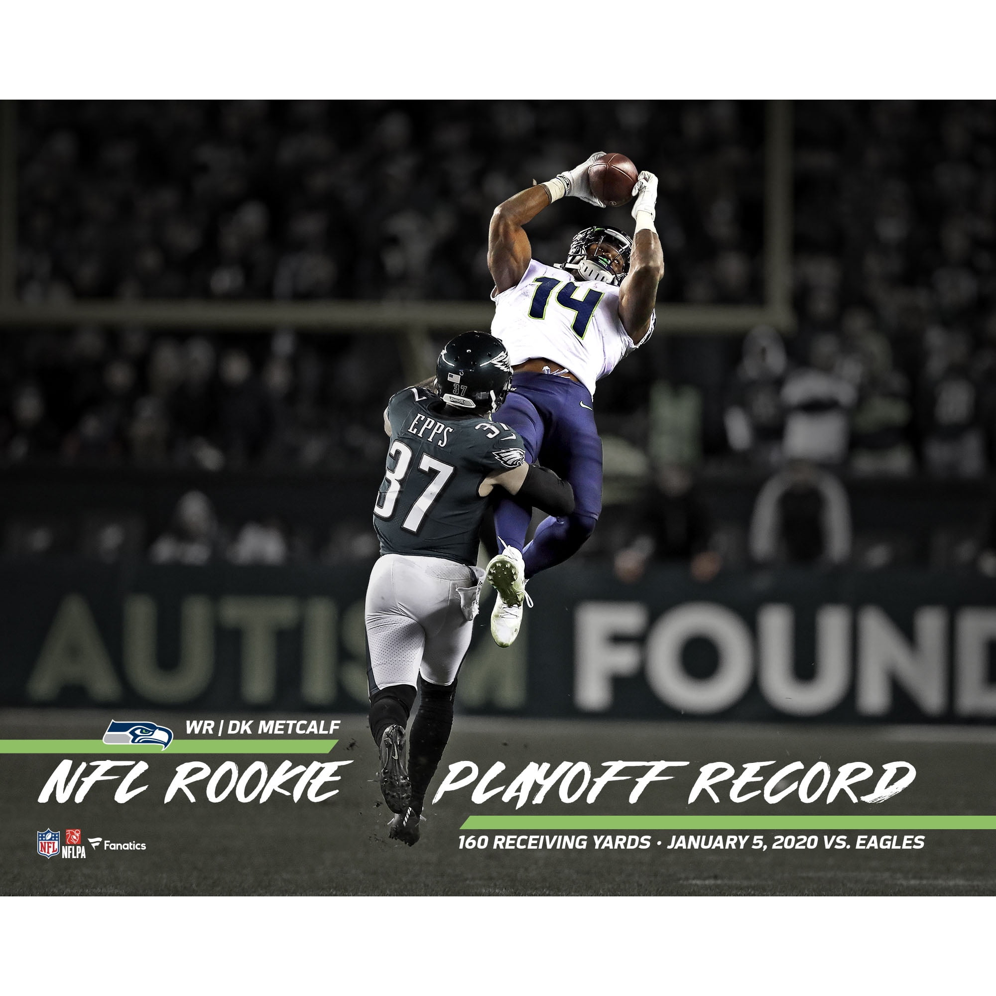 DK Metcalf Seattle Seahawks Unsigned NFL Playoff Record Rookie