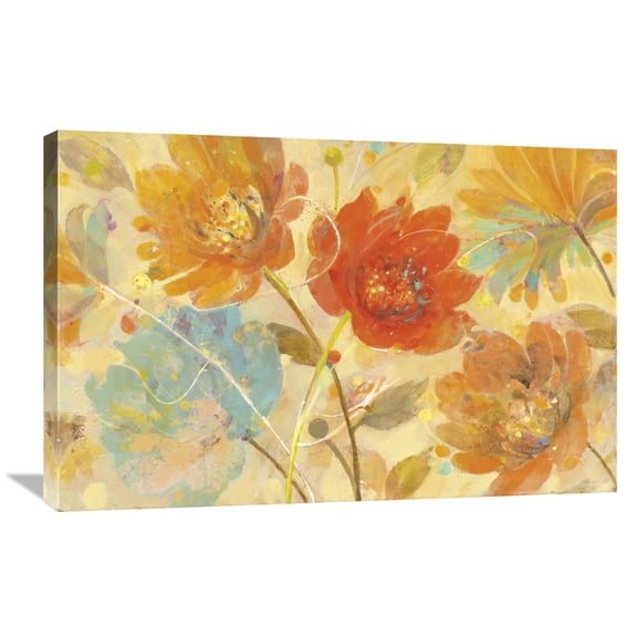 Global Gallery Albena Hristova 'Samba Sq Blue and Aqua Flower' Canvas Wall Art