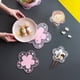 thumbnail image 4 of Posavasos de cereza, posavasos de cereza, posavasos de PVC con aislamiento térmico antideslizantes, adecuados para cerveza, café, vajilla (2 piezas blanco + rosa), 4 of 5