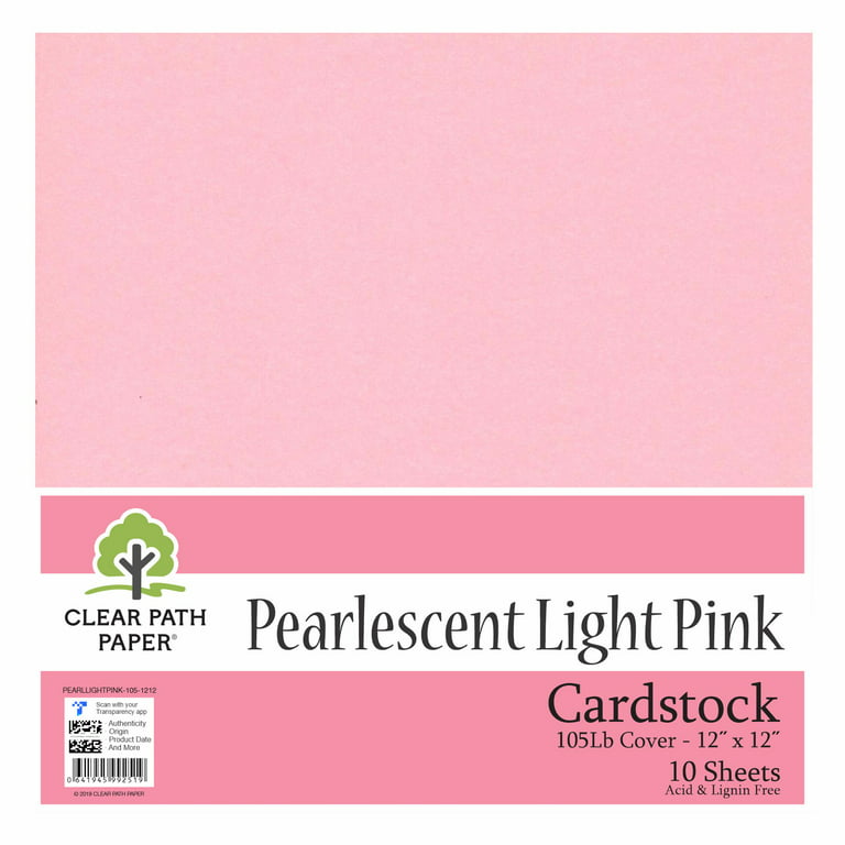Pearlescent Light Pink Cardstock - 12 x 12 inch - 105Lb Cover - 10 Sheets -  Clear Path Paper