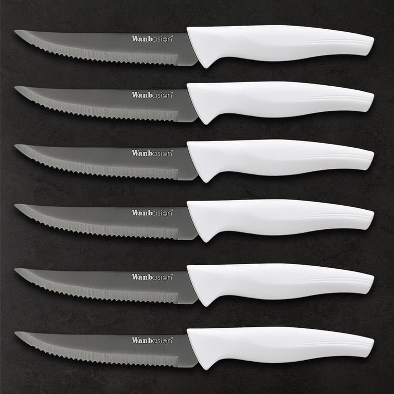  Wanbasion 16 Piece White Knife Set for Kitchen with Block,  Stainless Steel Chef Knife Set, Kitchen Knife Set with Steak Knives Knife  Sharpener Peeler Scissors Acrylic Block: Home & Kitchen