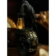 thumbnail image 6 of Corvus Raven Perching On Rose Skull Statue with Solar LED Lantern Light Crow Scavenger Bird Ossuary Figurine for Courtesy Path Or Night Light,Black, 6 of 10