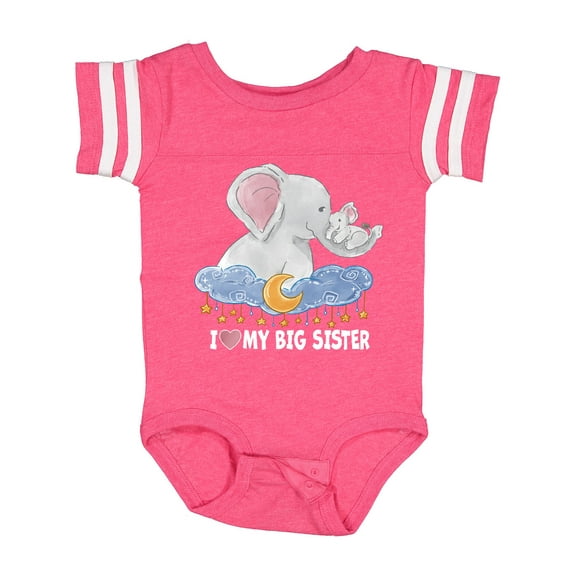 Inktastic I Love My Big Sister Cute Elephants with Moon and Stars Boys or Girls Baby Bodysuit