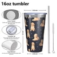 thumbnail image 4 of 16oz Tumblers Goldendoodle Dog Stainless Steel Vacuum Insulated Double Wall Travel Tumbler Cups Mug with Lid and Straw,Cleaning Brush for Coffee,Tea, 4 of 4